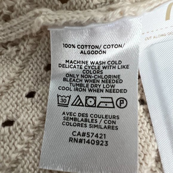 Loft Womens Beige Cotton Round Neck Short Sleeve Pullover Sweater Size Medium - Picture 8 of 9